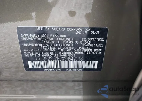 2025 Subaru Forester Premium from USA, damaged, VIN JF2SLDBCXSH547118